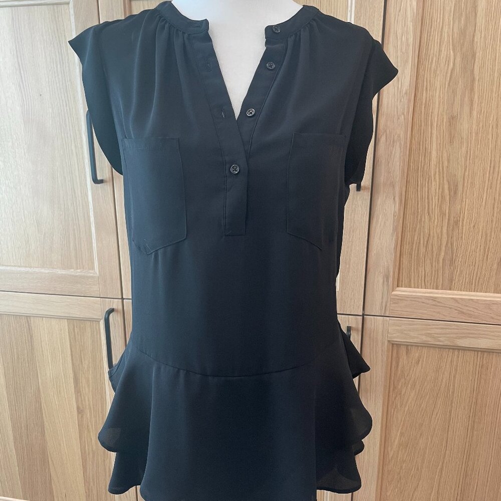 Mossimo Cap Sleeve Black Peplum Blouse